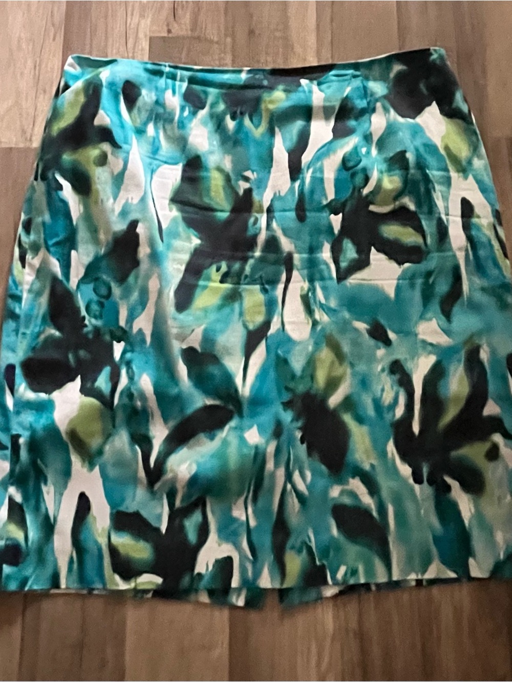 Jones & Co Tropical Blue Print Skirt Sz 12